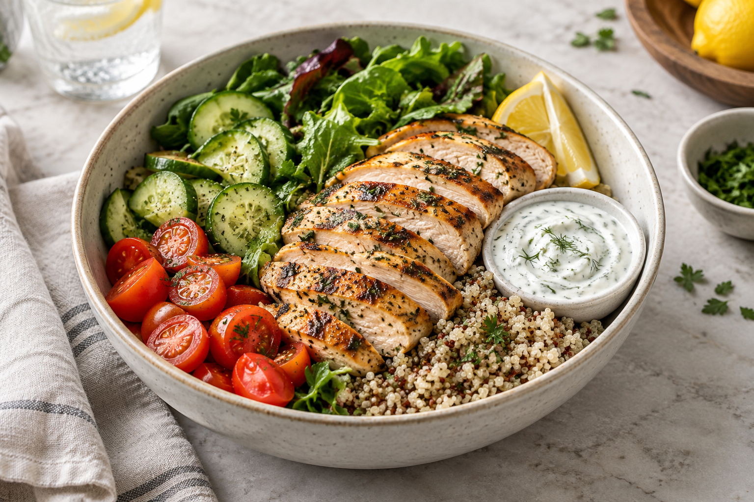 High-Protein Lemon Chicken Quinoa Bowl for Weight Loss