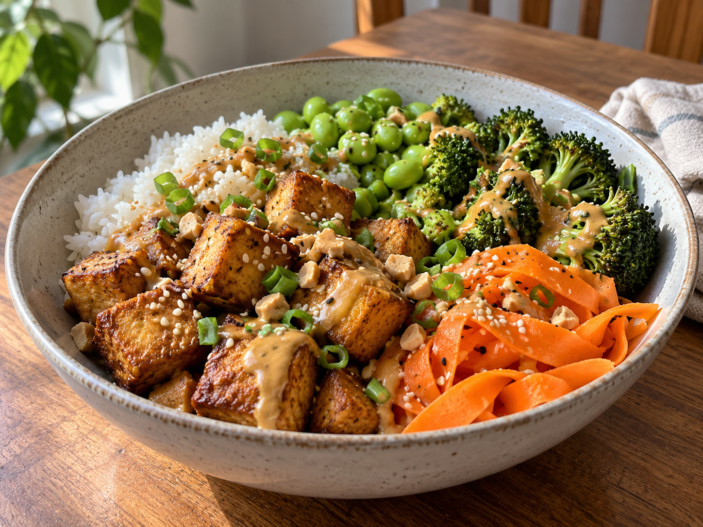 Tofu Peanut Rice Bowl