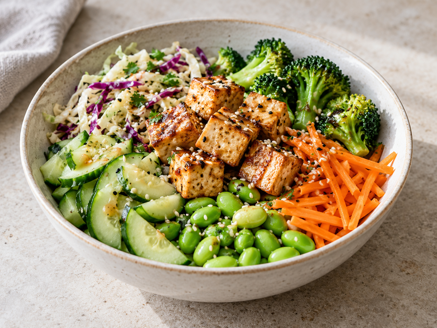 Tofu Edamame Vegetable Bowl
