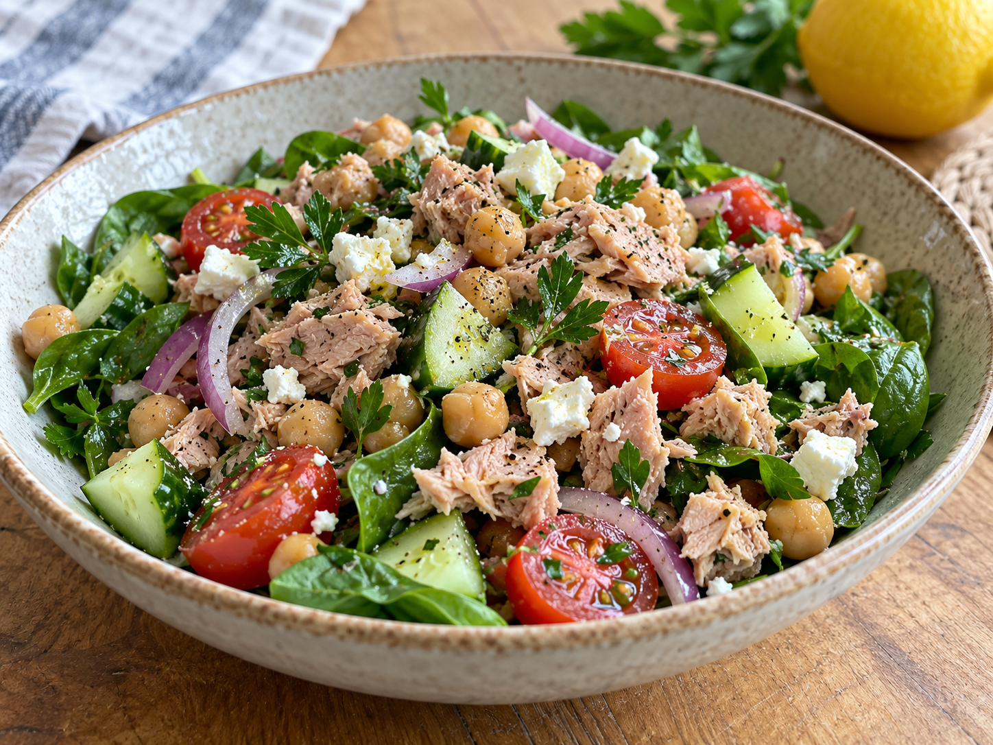 Mediterranean Tuna Chickpea Salad